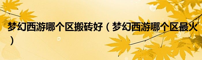梦幻西游哪个区搬砖好(梦幻西游哪个区最火)