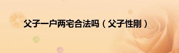 父子一户两宅合法吗(父子性刚)