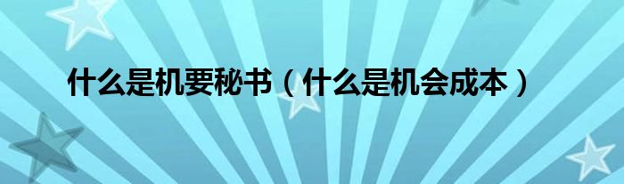 什么是机要秘书(什么是机会成本)