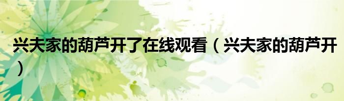 兴夫家的葫芦开了在线观看(兴夫家的葫芦开)