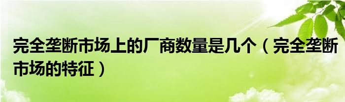 完全垄断市场上的厂商数量是几个(完全垄断市场的特征)