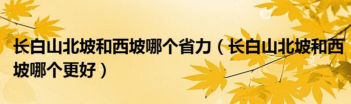 长白山北坡和西坡哪个省力(长白山北坡和西坡哪个更好)