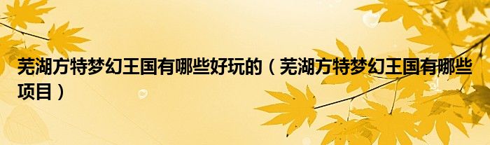 芜湖方特梦幻王国有哪些好玩的（芜湖方特梦幻王国有哪些项目）