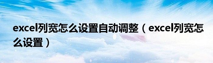excel列宽怎么设置自动调整(excel列宽怎么设置)