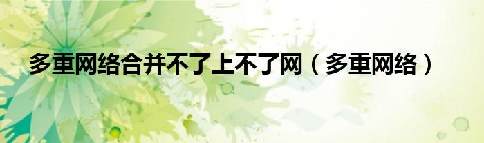 多重网络合并不了上不了网(多重网络)