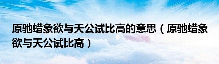 原驰蜡象欲与天公试比高的意思(原驰蜡象 欲与天公试比高)