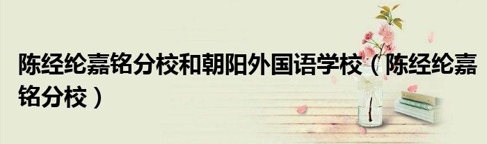 陈经纶嘉铭分校和朝阳外国语学校(陈经纶嘉铭分校)