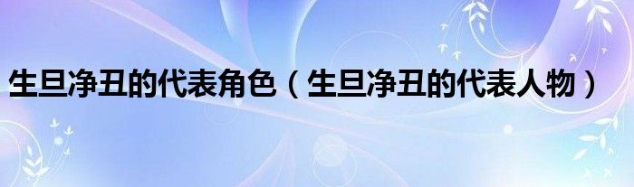 生旦净丑的代表角色(生旦净丑的代表人物)