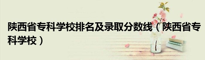 陕西省专科学校排名及录取分数线(陕西省专科学校)