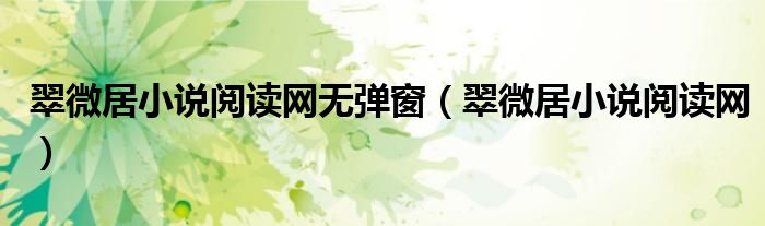 翠微居小说阅读网无弹窗(翠微居小说阅读网)