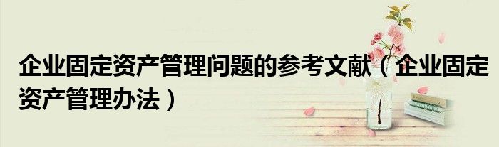 企业固定资产管理问题的参考文献(企业固定资产管理办法)