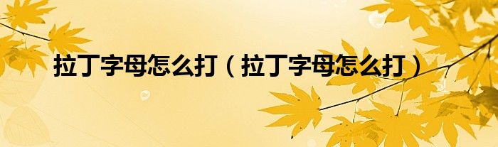 拉丁字母怎么打(拉丁字母怎么打)