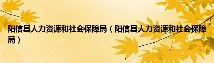阳信县人力资源和社会保障局(阳信县人力资源和社会保障局)
