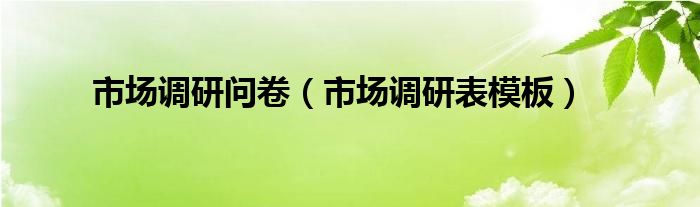 市场调研问卷(市场调研表模板)