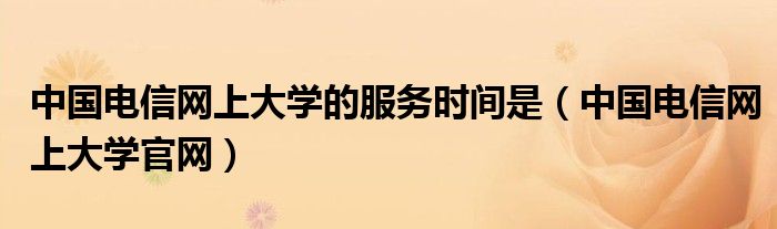 中国电信网上大学的服务时间是(中国电信网上大学官网)