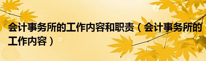 会计事务所的工作内容和职责(会计事务所的工作内容)