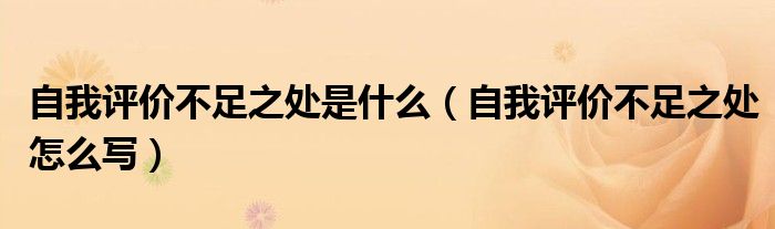 自我评价不足之处是什么(自我评价不足之处怎么写)