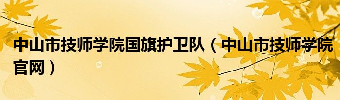 中山市技师学院国旗护卫队(中山市技师学院官网)