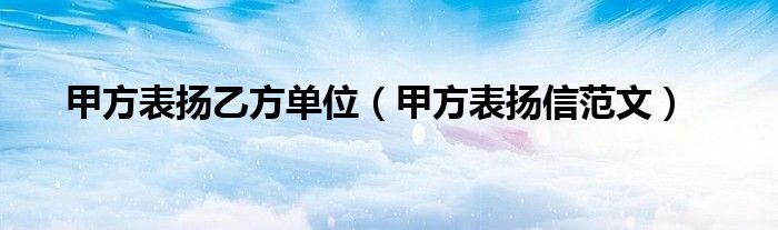 甲方表扬乙方单位(甲方表扬信范文)