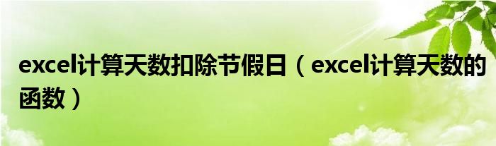 excel计算天数扣除节假日(excel计算天数的函数)