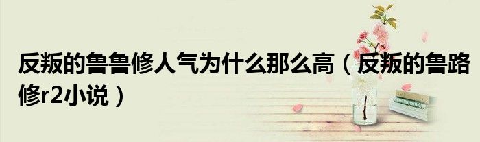 反叛的鲁鲁修人气为什么那么高(反叛的鲁路修r2小说)