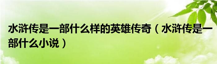 水浒传是一部什么样的英雄传奇(水浒传是一部什么小说)