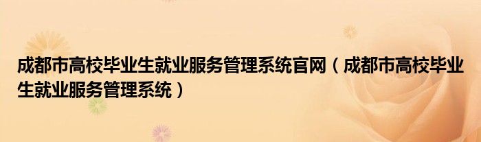 成都市高校毕业生就业服务管理系统官网(成都市高校毕业生就业服务管理系统)
