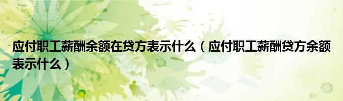 应付职工薪酬余额在贷方表示什么(应付职工薪酬贷方余额表示什么)