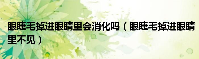 眼睫毛掉进眼睛里会消化吗(眼睫毛掉进眼睛里不见)