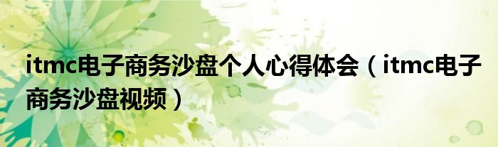 itmc电子商务沙盘个人心得体会（itmc电子商务沙盘视频）