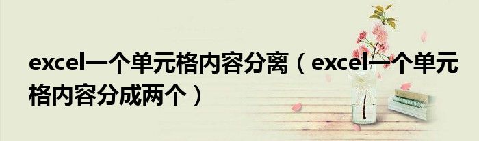 excel一个单元格内容分离(excel一个单元格内容分成两个)