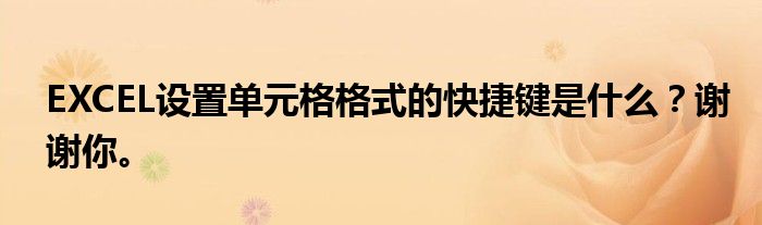 EXCEL设置单元格格式的快捷键是什么?谢谢你。