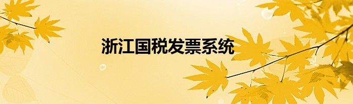 浙江国税发票系统