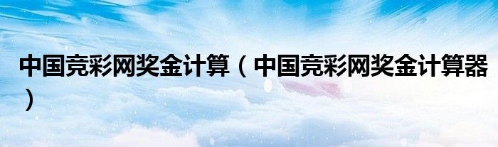 中国竞彩网奖金计算(中国竞彩网奖金计算器)