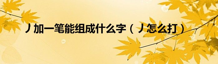 丿加一笔能组成什么字(丿怎么打)