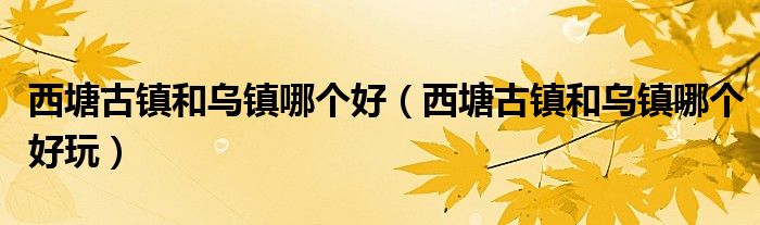 西塘古镇和乌镇哪个好(西塘古镇和乌镇哪个好玩)