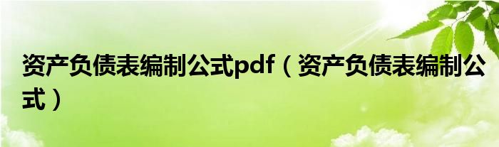 资产负债表编制公式pdf(资产负债表编制公式)