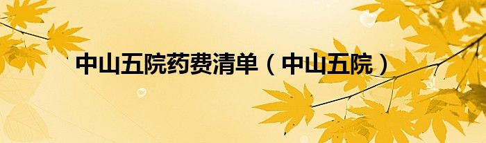 中山五院药费清单(中山五院)