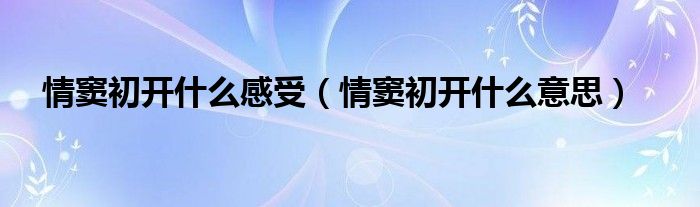 情窦初开什么感受(情窦初开什么意思)