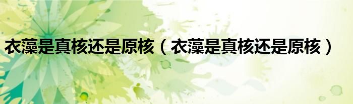 衣藻是真核还是原核(衣藻是真核还是原核)