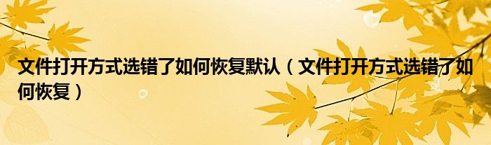 文件打开方式选错了如何恢复默认(文件打开方式选错了如何恢复)