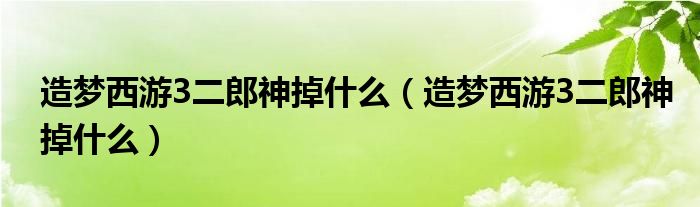 造梦西游3二郎神掉什么(造梦西游3二郎神掉什么)