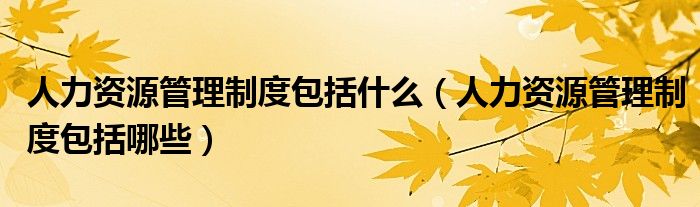 人力资源管理制度包括什么(人力资源管理制度包括哪些)