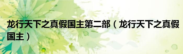 龙行天下之真假国主第二部(龙行天下之真假国主)