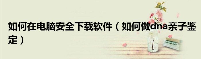 如何在电脑安全下载软件(如何做dna亲子鉴定)