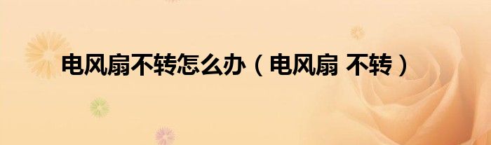 电风扇不转怎么办(电风扇 不转)