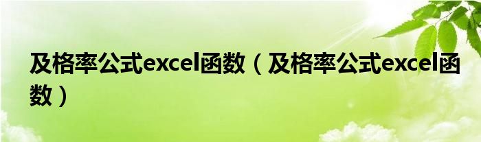 及格率公式excel函数（及格率公式excel函数）
