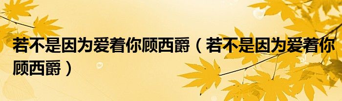 若不是因为爱着你顾西爵(若不是因为爱着你顾西爵)