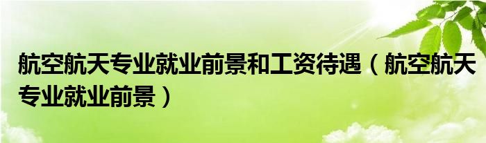 航空航天专业就业前景和工资待遇(航空航天专业就业前景)