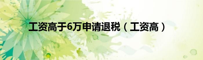 工资高于6万申请退税(工资高)